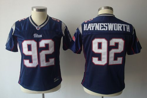Patriots #92 Albert Haynesworth Blue Women's Team Color Stitched NFL Jersey